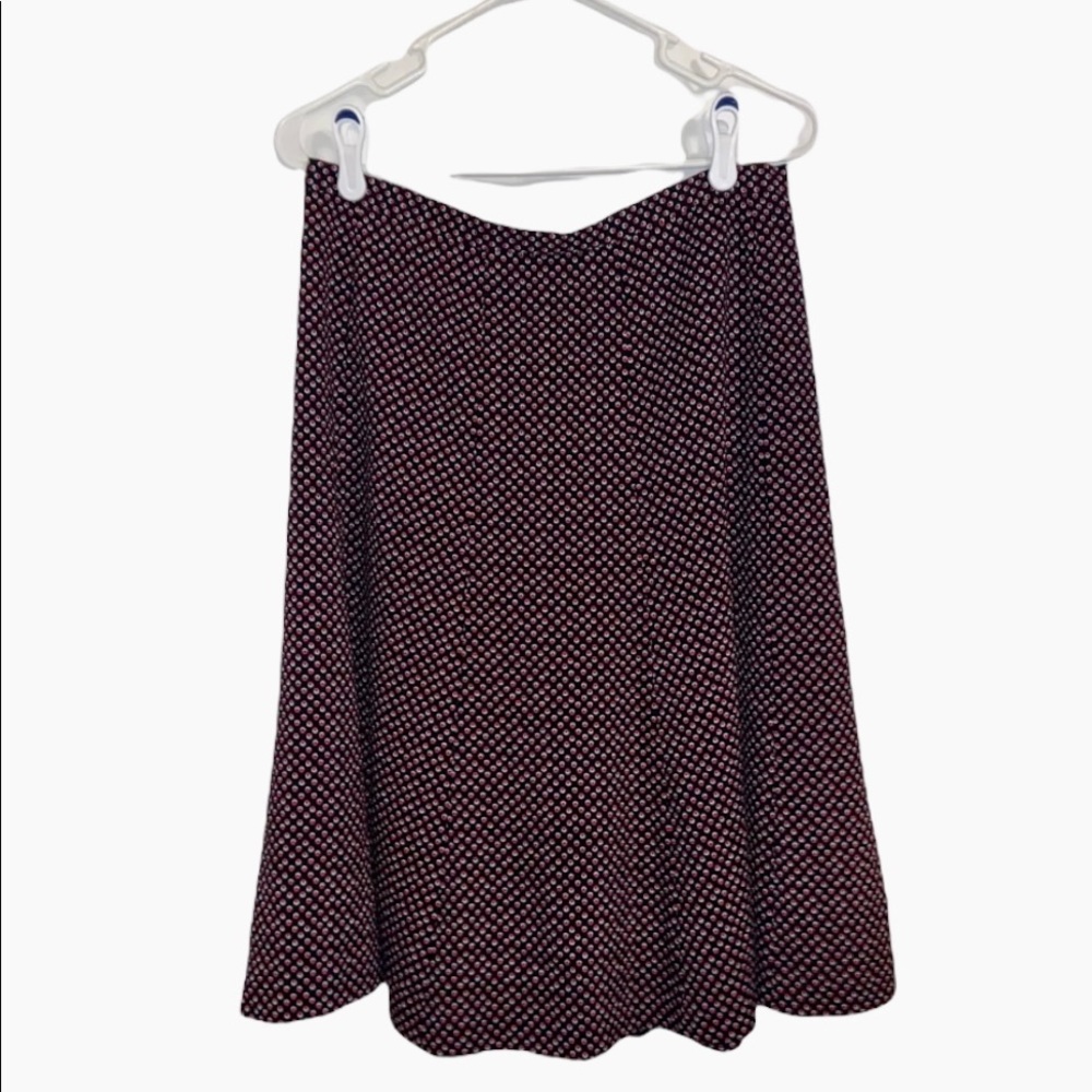 EUC Talbots Burgundy and White Printed A-Line Skirt